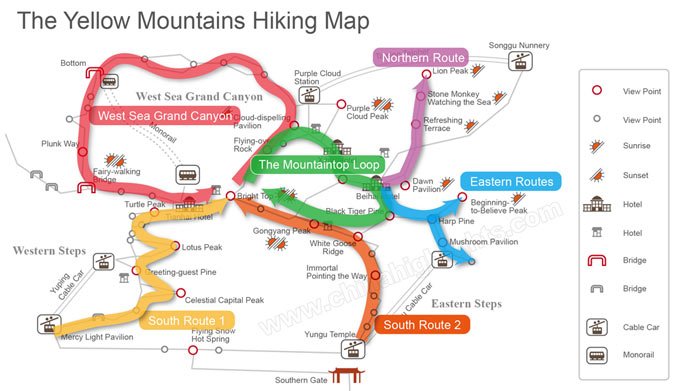 carte de randonnée des montagnes jaunes