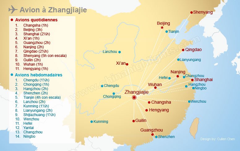 Liaisons aériennes à Zhangjiajie